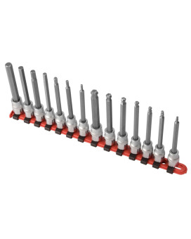 Sunex 9921 38Inch Drive Long Ball Hex Bit Socket Set Metric Crv 18Inch 38Inch 14Piece