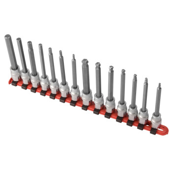 Sunex 9921 38Inch Drive Long Ball Hex Bit Socket Set Metric Crv 18Inch 38Inch 14Piece