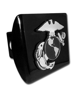 Elektroplate United States Us Marine Corps Usmc Black With Chrome Ega Emblem Metal Trailer Hitch Cover Fits 2 Inch Auto Car Truc