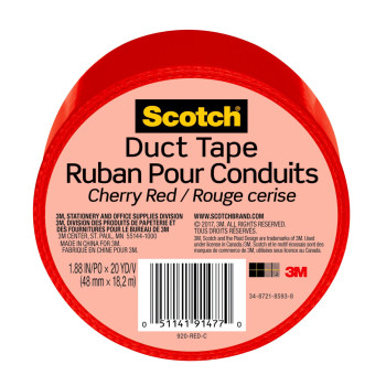 Scotch Duct Tape 188 In X 20 Yd Cherry Red 1 Roll 920Redc