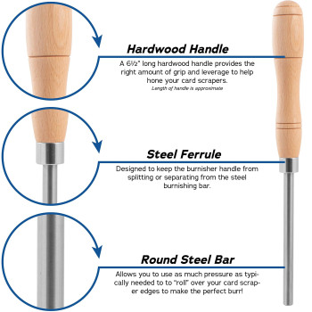 Peachtree Woodworking Supply Scraper Burnisher For Creating Sharp Burrs And Honing Card Scrapers 6 Inch Steel Rod With Hardwood