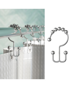 Maytex Shower Curtain Hooks Shower Curtain Rings Rustresistant Decorative Double Roller Glide Shower Hooks Shower Rings For