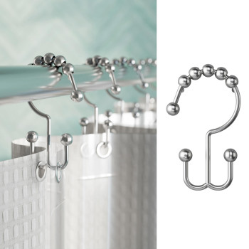 Maytex Shower Curtain Hooks Shower Curtain Rings Rustresistant Decorative Double Roller Glide Shower Hooks Shower Rings For