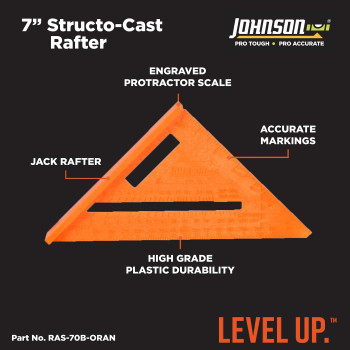 Johnson Level Tool Ras70Boran Structocast Rafter Square 7 Orange 1 Square