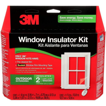 3M Outdoor Window Insulation Kit Clear Window Film For Heat And Cold 516 Ft X 7 Ft Covers Two 3 Ft X 5 Ft Windows