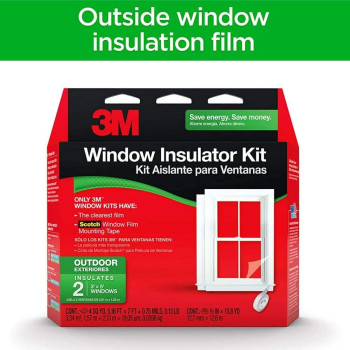 3M Outdoor Window Insulation Kit Clear Window Film For Heat And Cold 516 Ft X 7 Ft Covers Two 3 Ft X 5 Ft Windows