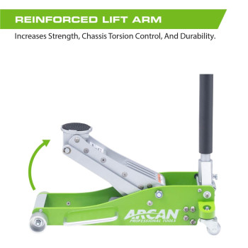 Arcan Tools 3Ton Quick Rise Aluminum Floor Jack With Dual Pump Pistons Reinforced Lifting Arm A20018A20019