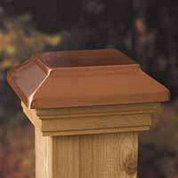 Deckorators 72295 Decking 4 X 4 Copper Post Cap With Cedar Base