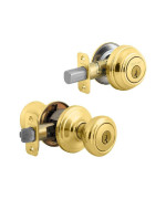 Kwikset 991 Cameron Entry Knob And Single Cylinder Deadbolt Combo Pack Featuring Smartkey In Satin Nickel Polished Brass