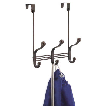 Idesign York Metal Over The Door Organizer 3Hook Rack For Coats Hats Robes Towels Bedroom Closet And Bathroom 838 X