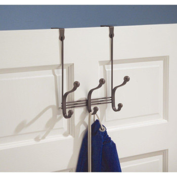 Idesign York Metal Over The Door Organizer 3Hook Rack For Coats Hats Robes Towels Bedroom Closet And Bathroom 838 X