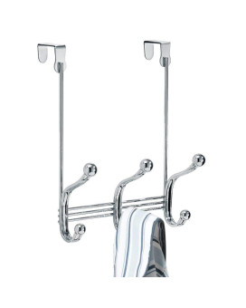 Idesign York Lyra Steel Overthedoor 6Hook Storage Rack 838 X 525 X 11 Chrome