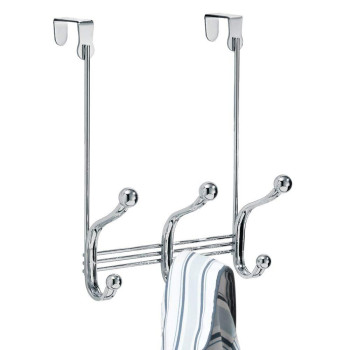 Idesign York Lyra Steel Overthedoor 6Hook Storage Rack 838 X 525 X 11 Chrome