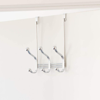 Idesign York Lyra Steel Overthedoor 6Hook Storage Rack 838 X 525 X 11 Chrome