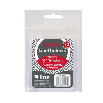 Cline Selfadhesive Binder Label Holders For 2 To 3 Ring Binders 2516 X 358 12 Per Pack 70025