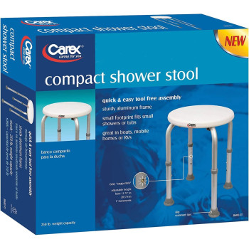 Carex Compact Shower Stool Adjustable Height Bath Stool And Shower Seat Aluminum Bath Seat That Supports 250Lbs