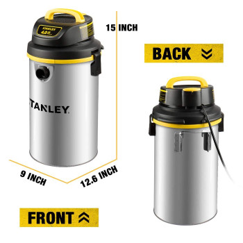 Stanley Wetdry Hanging Vacuum 45 Gallon 4 Horsepower Stainless Steel Tank