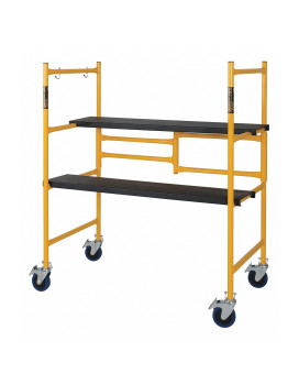 Metaltech 9 Ft Reach Scaffolding Platform 500 Lbs Capacity Adjustable And Portable Scaffold Ladder Wlocking Wheels 225 X 41