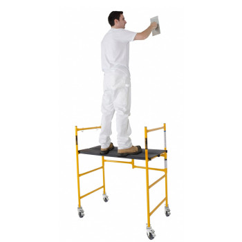 Metaltech 9 Ft Reach Scaffolding Platform 500 Lbs Capacity Adjustable And Portable Scaffold Ladder Wlocking Wheels 225 X 41