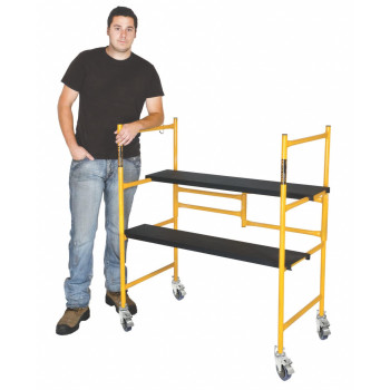 Metaltech 9 Ft Reach Scaffolding Platform 500 Lbs Capacity Adjustable And Portable Scaffold Ladder Wlocking Wheels 225 X 41