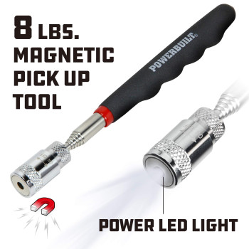 Powerbuilt 8 Lb Led Lighted Telescoping Magnetic Retriever Pick Up Tool 940606