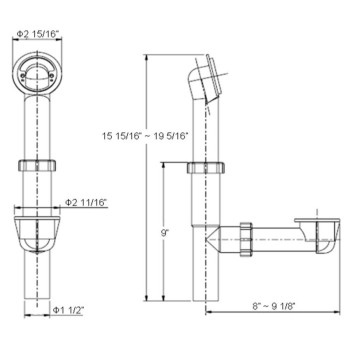 Design House 522458 Pvc Roughin Bath Drain Kit With Overflow Adjustable Height And Drain Depth 15W X 193H White