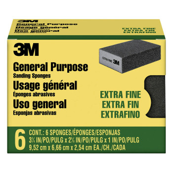 3M Sanding Sponge Block 6Pack Extra Fine Grits 334 In X 258 In Designed For Sanding Wood Paint Metal Plastic Or Dryw