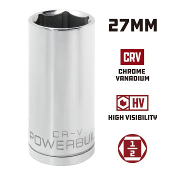 Powerbuilt 640841 12Inch Drive 27Mm Deep Socket Silver