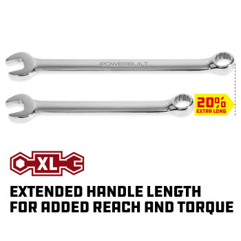 Powerbuilt 18Mm Metric Combination Wrench Long Pattern 12 Point Double Ended Box And Open End 15 Degree Offset Polished 64045