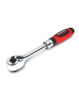 Powerbuilt Dual Size Extendable Ratchet 14Inch And 38Inch Drive 72 Tooth 5 Degree Swing Lightweight Rubber Handle Red