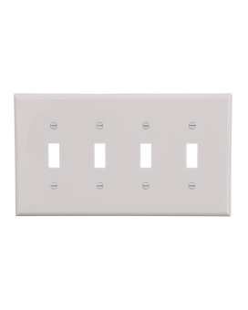 Eaton Pjs4W Polycarbonate 4Gang Screwless Toggle Switch Mid Size Wall Plate White