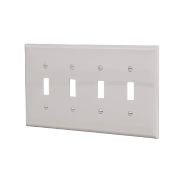 Eaton Pjs4W Polycarbonate 4Gang Screwless Toggle Switch Mid Size Wall Plate White