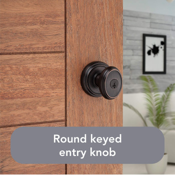 Baldwin Carnaby Entry Door Knob Handle With Keyed Lock Featuring Smartkey Rekey Technology And Microban Protection In Venetia