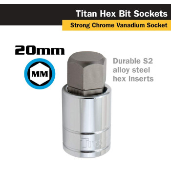 Titan Tools 38 Dr 20Mm Hex Bit Socket 15620