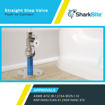 Sharkbite 12 X 38 Inch Compression Straight Stop Valve Quarter Turn Push To Connect Brass Plumbing Fitting Pex Pipe Copper