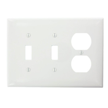 Leviton Pj21W Combination Device 2 Toggle1 Duplex Outlet Opening 3Gang Midway Size Wallplate White