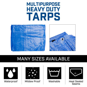 Grizzly Tarps By Bair 8 X 10 Large Multipurpose Waterproof Heavy Duty Poly Tarp With Grommets Every 36 8X8 Weave 5 Mil T