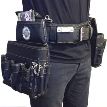 Rackatiers Electricians Tool Belt Bag Combo Large 35 39 Padded Tool Belt 27 Pocket Electrician Tool Belt Comfo