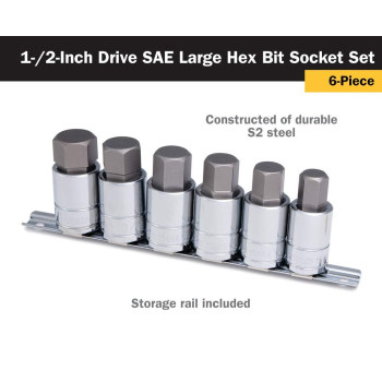 Titan 16156 6Piece 12Inch Drive Sae Large Hex Bit Socket Set