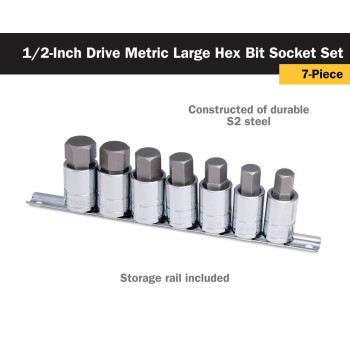 Titan 16157 7Piece 12Inch Drive Metric Large Hex Bit Socket Set