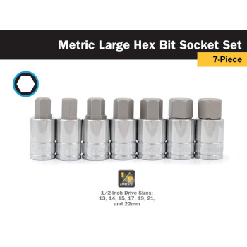 Titan 16157 7Piece 12Inch Drive Metric Large Hex Bit Socket Set