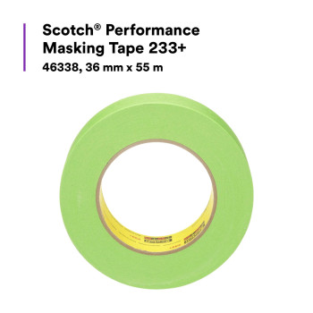 3M Scotch Performance Masking Tape 233 46338 36 Mm X 55 Mm 1 Roll Flexible Moisture Resistant Green Solvent Based Autom