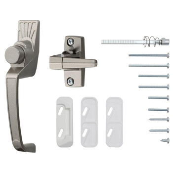 Ideal Security Pushbutton Screen Door Handle With Inside Latch Silver 2Piece Set