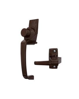 Ideal Security Pushbutton Screen Door Handle With Inside Latch Brown 2Piece Set