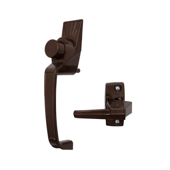 Ideal Security Pushbutton Screen Door Handle With Inside Latch Brown 2Piece Set