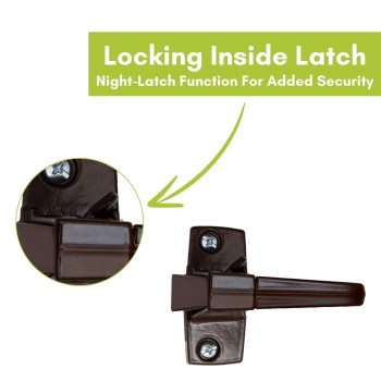 Ideal Security Pushbutton Screen Door Handle With Inside Latch Brown 2Piece Set