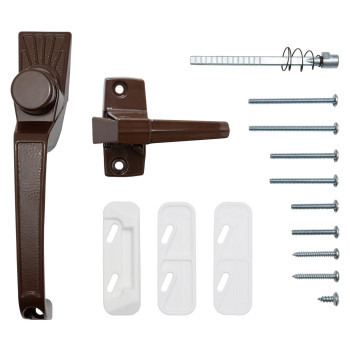 Ideal Security Pushbutton Screen Door Handle With Inside Latch Brown 2Piece Set