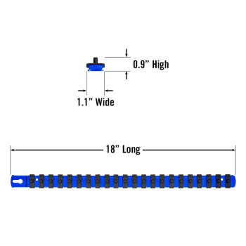 Ernst Manufacturing 18Inch Socket Organizer With 22 14Inch Twist Lock Clips Blue 8403Blue14