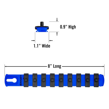 Ernst Manufacturing 8Inch Magnetic Socket Organizer With 9 Twist Lock Clips 14 Drive Toolbox Organizer Strong Magnetic Mo