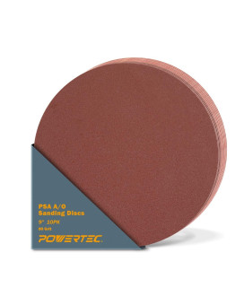 Powertec 110580 9Inch Psa 80 Grit Aluminum Oxide Adhesive Sanding Disc 10Pack